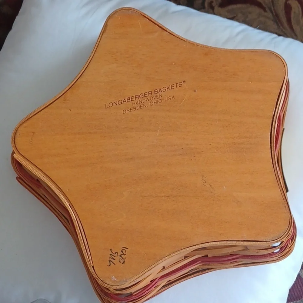 Vintage Longaberger Star Basket with Red Accents, two inserts, 2001
